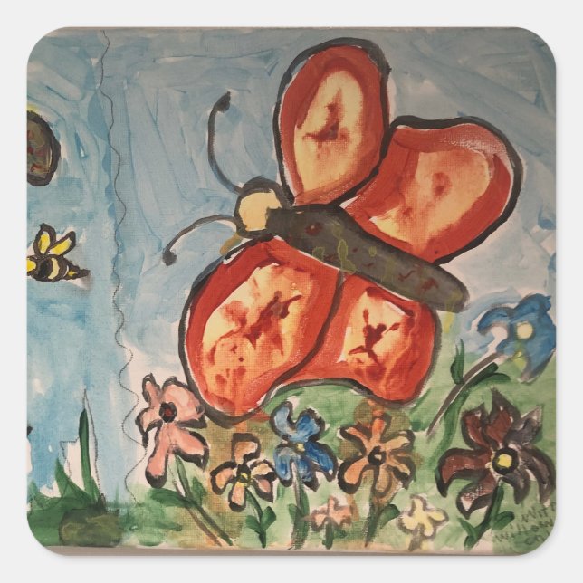 Pegatina Cuadrada Serie de primavera pegatinas embalaje de guardería (Anverso)