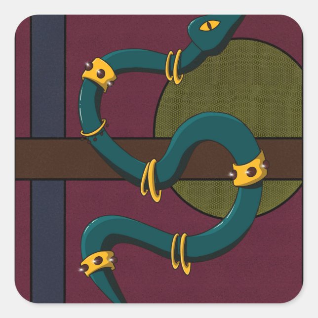 Pegatina Cuadrada Serpiente (Anverso)