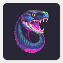 Pegatina Cuadrada Serpiente Cobra en estilo estético vaporwave