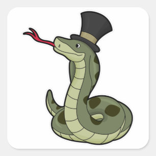 Pegatina Cuadrada Serpiente como caballero y Gorra