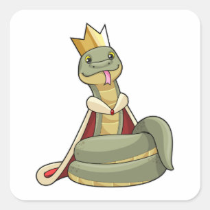 Pegatina Cuadrada Serpiente como rey con corona