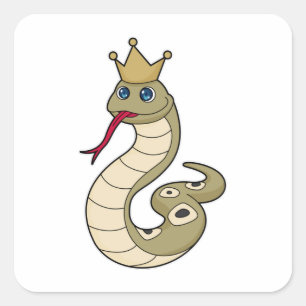Pegatina Cuadrada Serpiente como rey con corona
