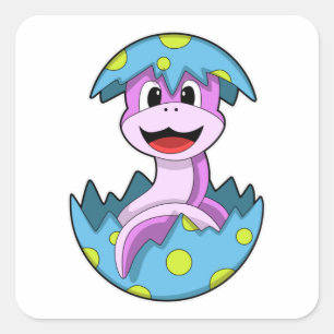 Pegatina Cuadrada Serpiente con cáscara de huevo