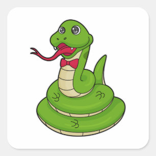 Pegatina Cuadrada Serpiente con corbata
