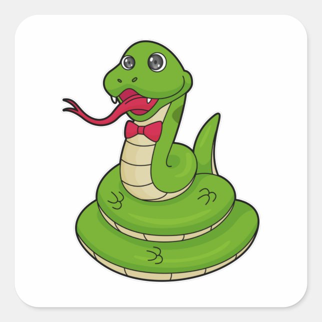 Pegatina Cuadrada Serpiente con corbata (Anverso)