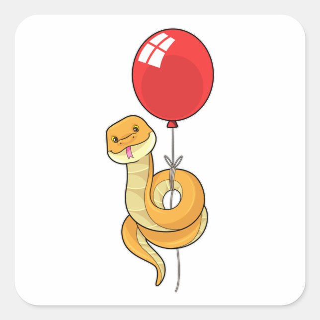 Pegatina Cuadrada Serpiente con globo (Anverso)