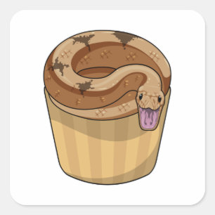 Pegatina Cuadrada Serpiente con Muffin