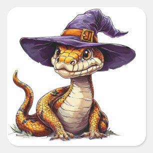 Pegatina Cuadrada Serpiente de dibujos animados adorable