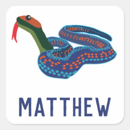 Pegatina Cuadrada Serpiente de protección personalizada de los lados