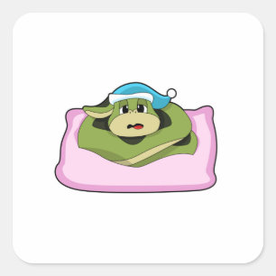 Pegatina Cuadrada Serpiente durmiendo con gorra nocturna