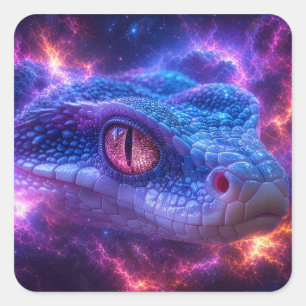 PEGATINA CUADRADA SERPIENTE EN EL ESPACIO