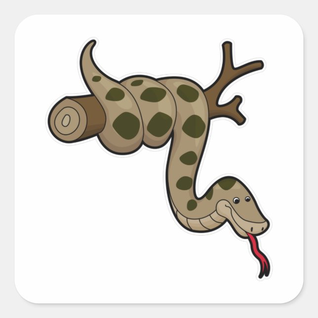 Pegatina Cuadrada Serpiente en rama (Anverso)