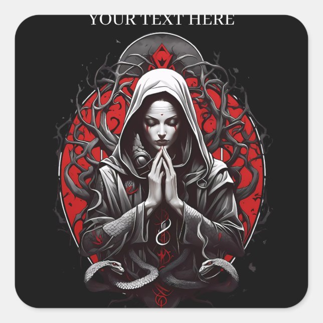 Pegatina Cuadrada Serpiente sacerdotisa de la sombra (Anverso)