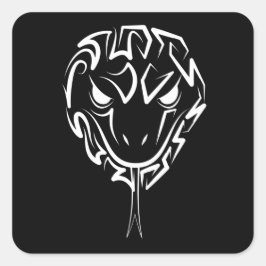 Pegatina Cuadrada Serpiente Tribal Negra y Blanca