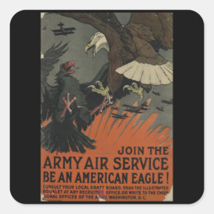 Pegatina Cuadrada Servicio Aéreo del Ejército - Guerra Vintage de lo