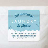 Servicio de Lavandería Moderna Azul y Blanco Graci