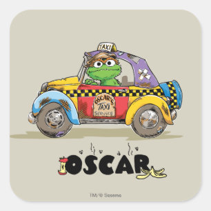 Pegatina Cuadrada Servicio de Taxi Vintage Oscar