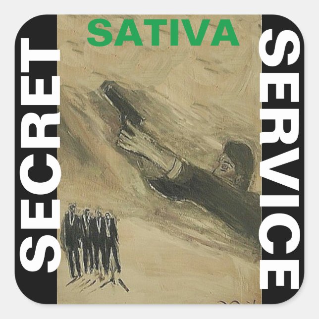 PEGATINA CUADRADA SERVICIO SECRETO SATIVA (Anverso)