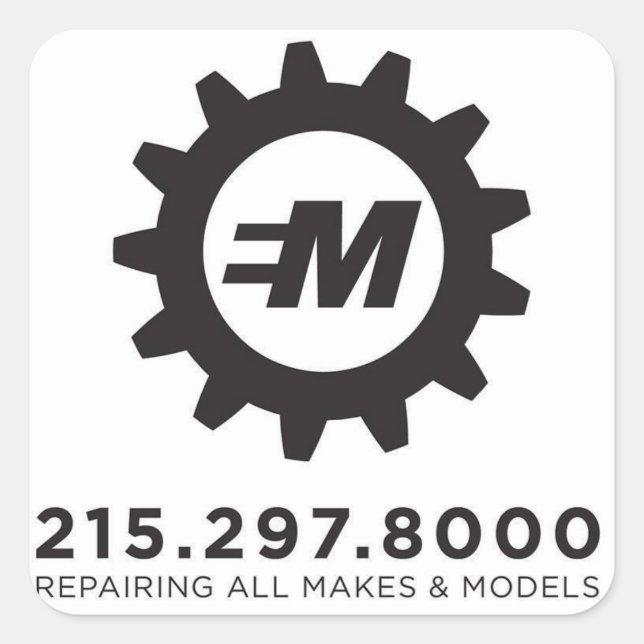 Pegatina Cuadrada Servicios de motor europeos, decal de LLC (Anverso)