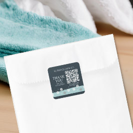 Pegatina Cuadrada Servicios mínimos modernos de limpieza azul oscuro