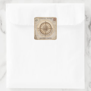 Pegatina Cuadrada Servilletas de cumpleaños personalizadas para aven