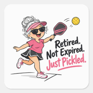 Pegatina Cuadrada Servilletas Divertidas de Pickleball para Jubilaci