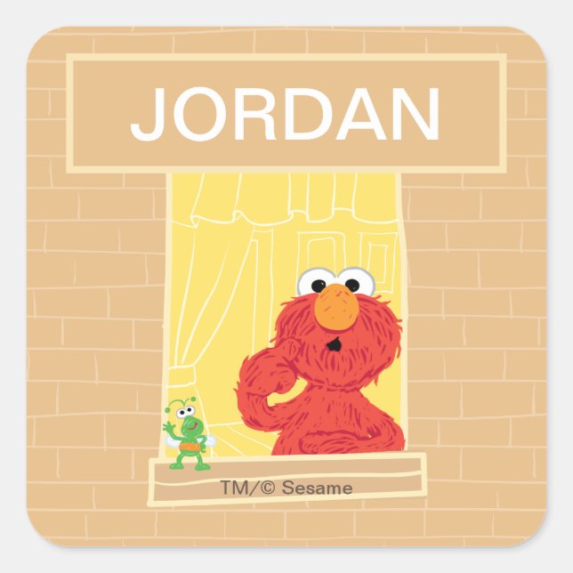 Pegatina Cuadrada Sesame Street Apartment Windows Pattern (Anverso)