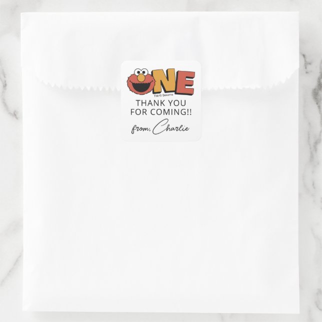 Pegatina Cuadrada Sesame Street | Elmo - First Birthday Square Stick (Bolso)