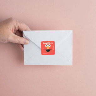 Pegatina Cuadrada Sesame Street Elmo   Un regalo de - Cumpleaños