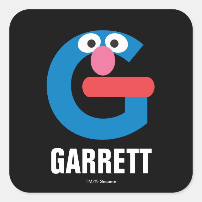 Pegatina Cuadrada Sesame Street | G es de Grover (Anverso)