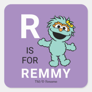 Pegatina Cuadrada Sesame Street   R es de Rosita   Agrega tu nombre