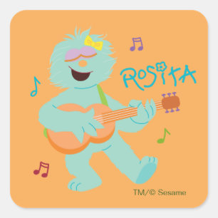 Pegatina Cuadrada Sesame Street Rosita tocando la guitarra
