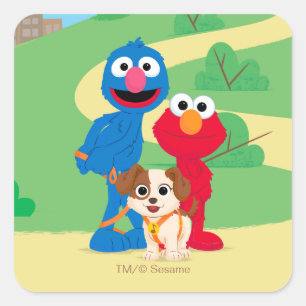 Pegatina Cuadrada Sesame Street   Tango con Grover y Elmo