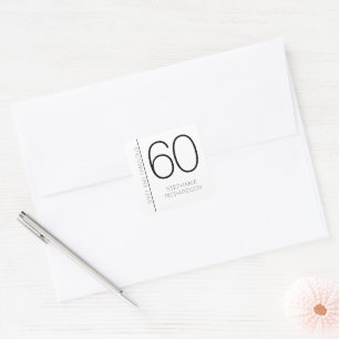 Pegatina Cuadrada Sesenta Cumpleaños Moderno Minimalista y Fabuloso
