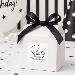 Pegatina Cuadrada Sesenta y Fabuloso Nombre Fecha Cumpleaños 60