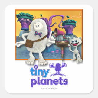 Pegatina Cuadrada Sesión de Jammin de Planetas Pequeños