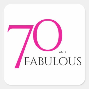Pegatina Cuadrada Setenta y Fabuloso Cumpleaños Mínimo Rosa 70