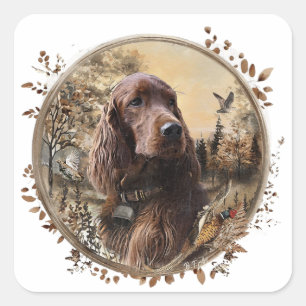 Pegatina Cuadrada Setter Irlandés