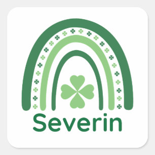 Pegatina Cuadrada Severin Name Clover Boho Rainbow