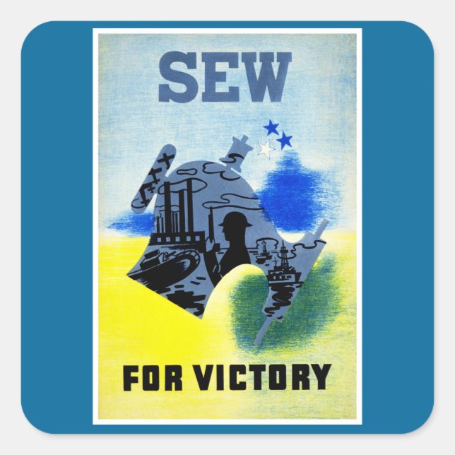 Pegatina Cuadrada Sew for Victory (Anverso)
