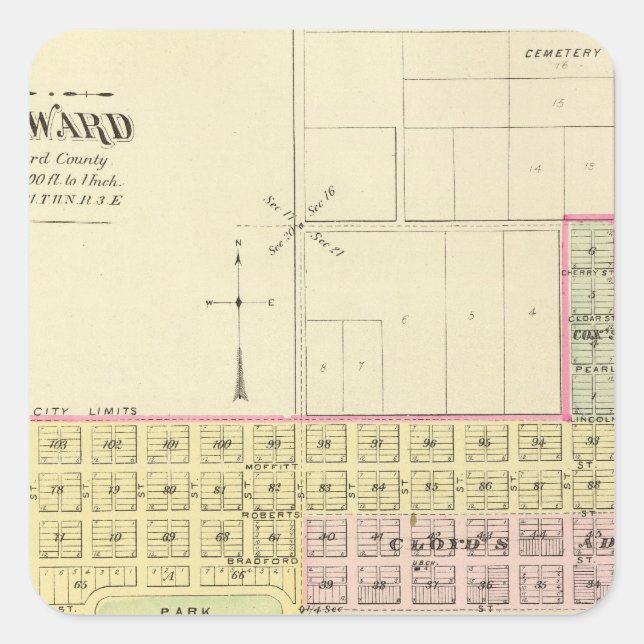 Pegatina Cuadrada Seward, Nebraska (Anverso)