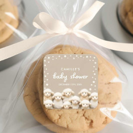 Pegatina Cuadrada Sexo de oveja Baby Shower neutral