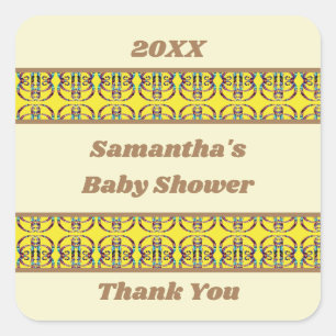 Pegatina Cuadrada Sexo neutral geométrico de Baby Shower