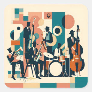 Pegatina Cuadrada Sexteto de la Era del Jazz de mediados de siglo