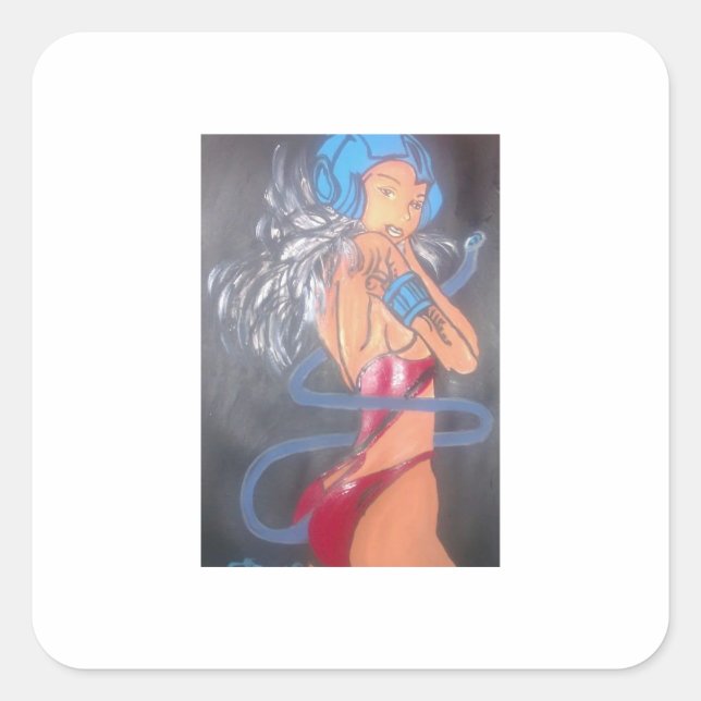 Pegatina Cuadrada Sexy Bunny (Anverso)