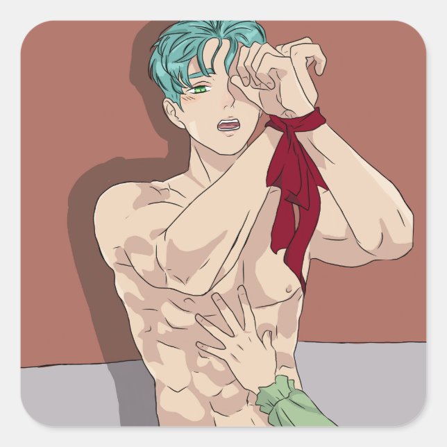 Pegatina Cuadrada sexy man (Anverso)