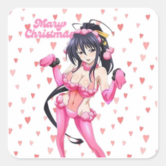 Pegatina Cuadrada Sexy Santa Marry Cristmas Pink Heart Anime Diva