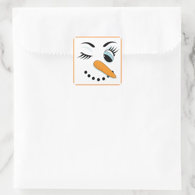 Pegatina Cuadrada Sexy Snowman Cute Winter Snow Woman (Bolso)