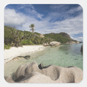 Pegatina Cuadrada Seychelles, isla de La Digue, L'Union Estate