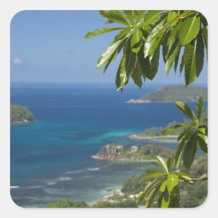 Pegatina Cuadrada Seychelles, Isla de Mahe. Costa occidental de